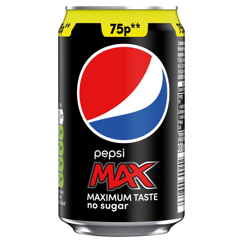 Pepsi Max 330ml [PM 75p ], Case of 24 Pepsi Max