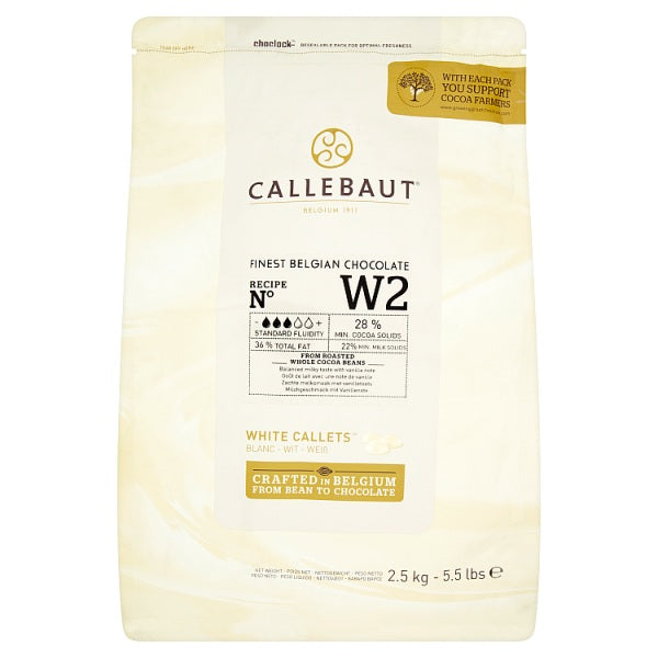 Callebaut Finest Belgian Chocolate White Callets 2.5kg, Case of 8 British Hypermarket-uk Callebaut