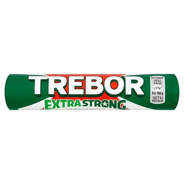Trebor Extra Strong Peppermint Mints Roll 41.3g, Case of 40 British Hypermarket-uk Trebor