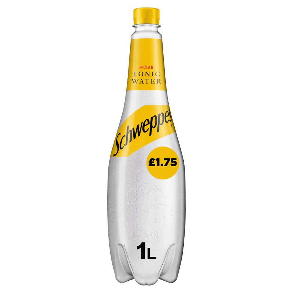 Schweppes Tonic Water 1L PMP £1.75, Case of 6 Schweppes
