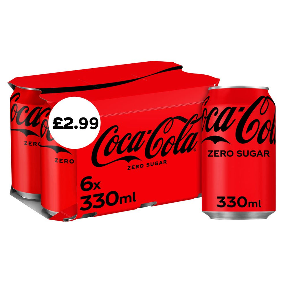 Coca-Cola Zero Sugar 6 x 330ml PM £2.99, Case of 4 Coca-Cola