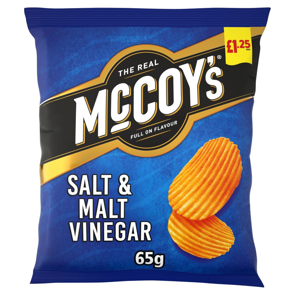 McCoy's Salt & Malt Vinegar Sharing Crisps 65g, [PM £1.25 ], Case of 20 McCoy's