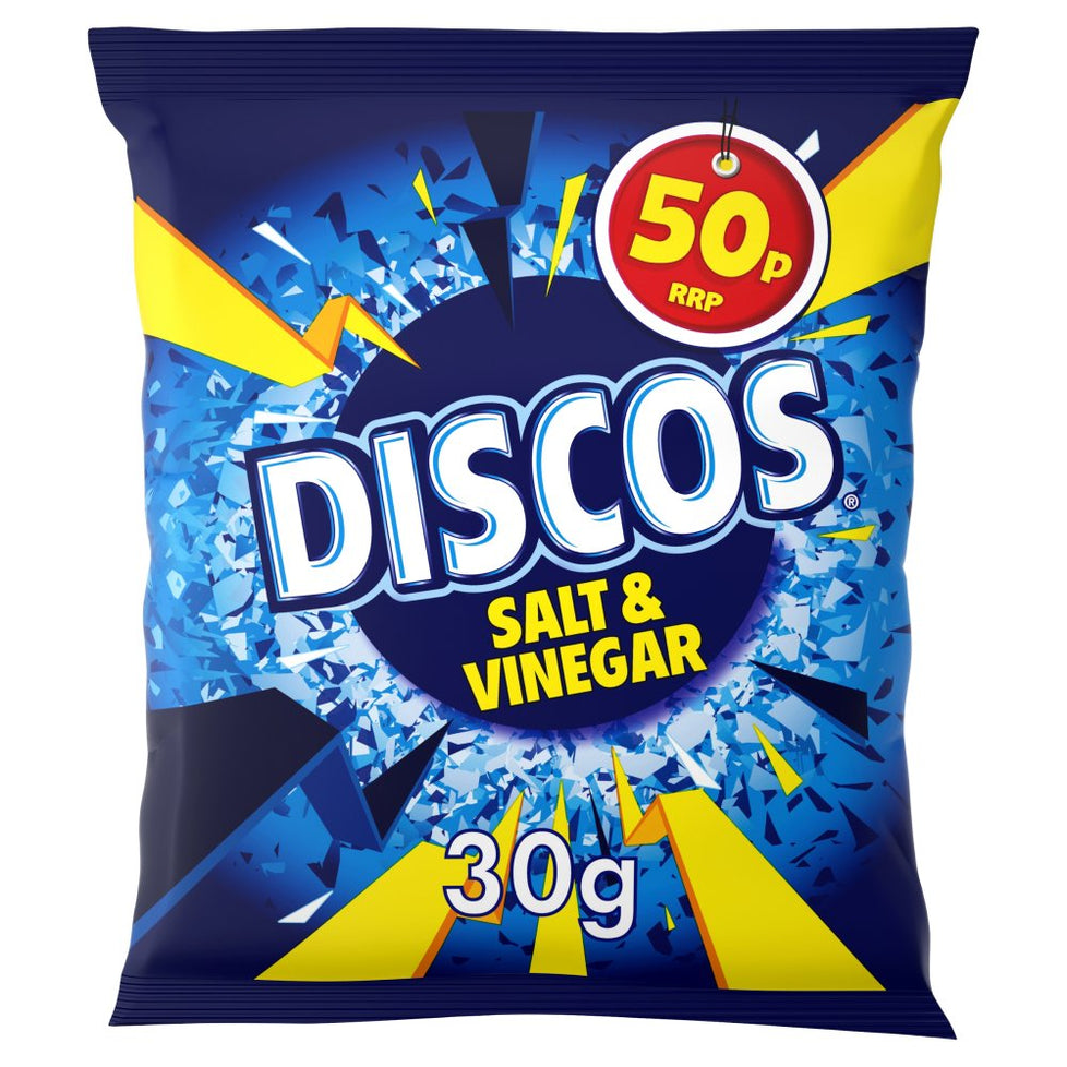 Discos Salt & Vinegar Flavour 30g [PM 50p ], Case of 30 Discos
