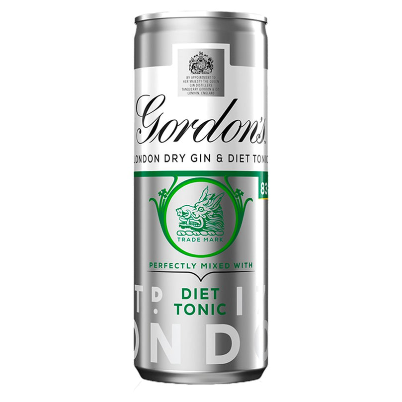 Gordons Gin & Slimline Tonic 250ml, Case of 12 Gordon's