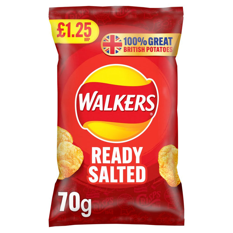 Walkers Ready Salted Crisps 70g [PM £1.25 ], Case of 15 Walkers