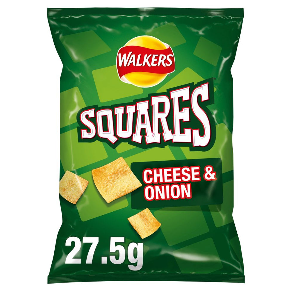 Walkers Squares Cheese & Onion Snacks 27.5g, Case of 32 Walkers Squares
