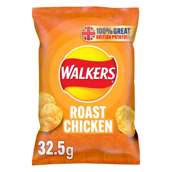 Walkers Roast Chicken Crisps 32.5g, Case of 32 Walkers