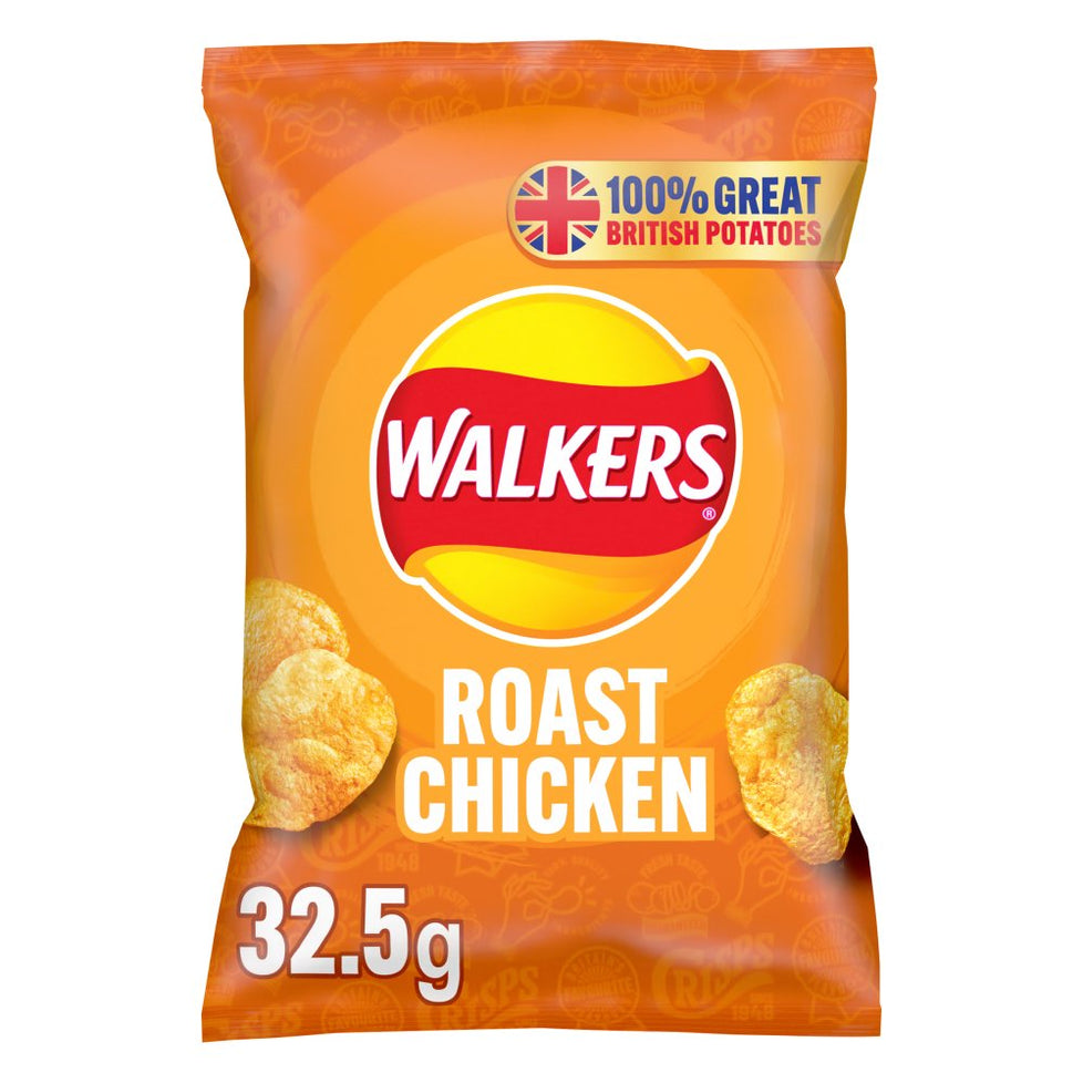 Walkers Roast Chicken Crisps 32.5g, Case of 32 (BUY ANY 3 GET 2.75 OFF) (Offer until 16/07/2024) Walkers