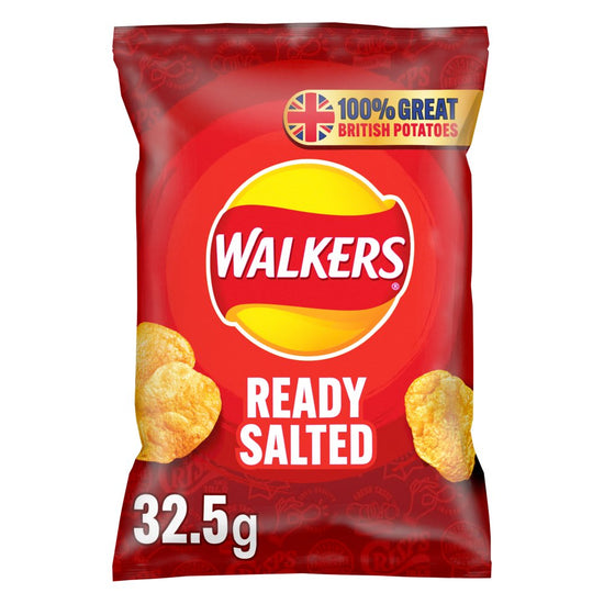 Walkers Ready Salted Crisps 32.5g, Case of 32 Walkers