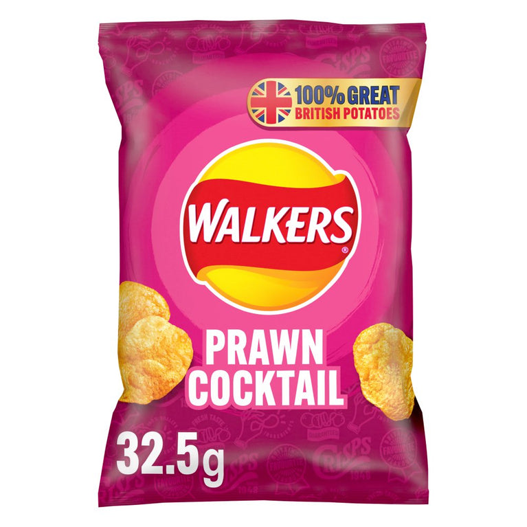 Walkers Prawn Cocktail Crisps 32.5g, Case of 32 Walkers