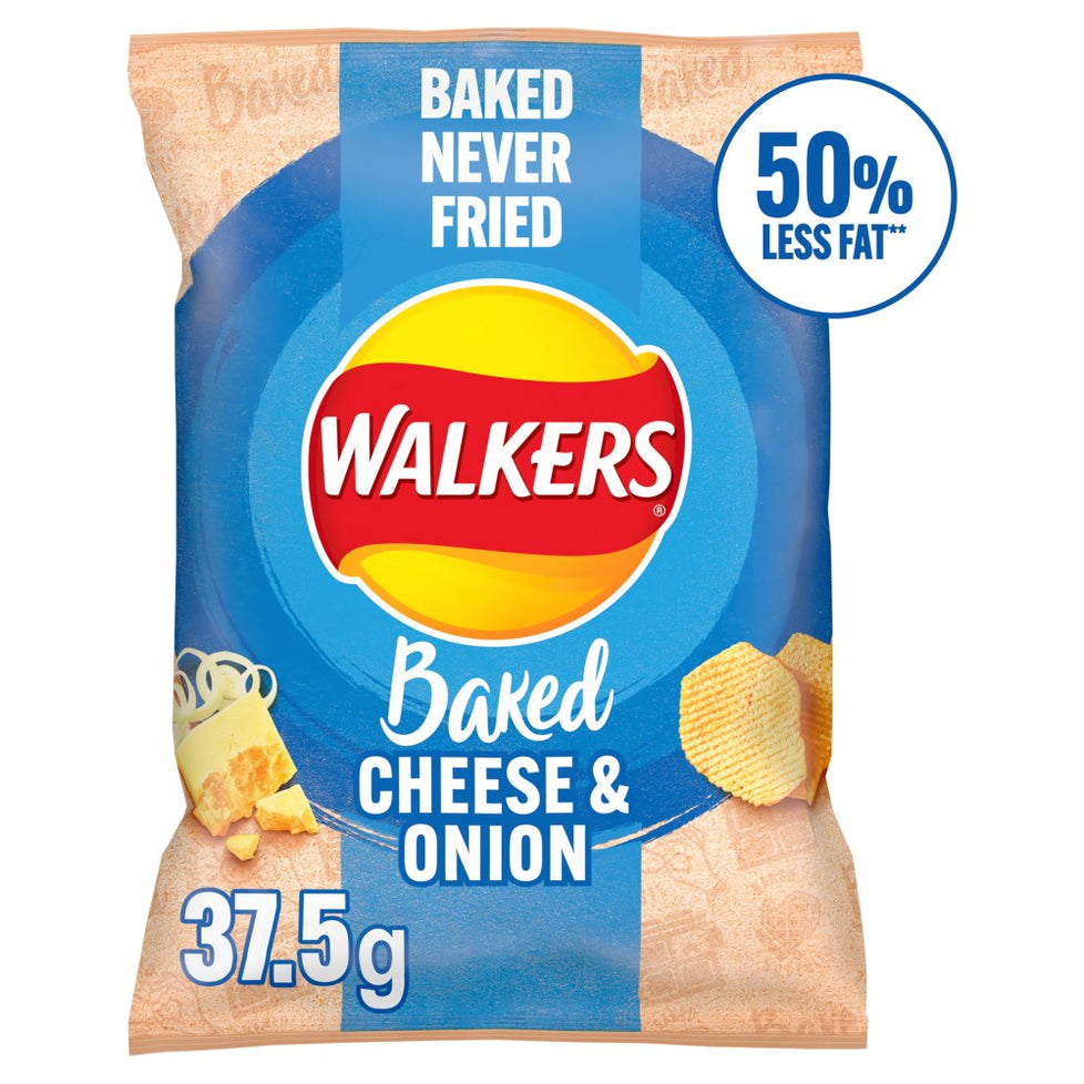 WALKERS Baked Cheese & Onion Flavour 37.5g, Case of 32 Baked