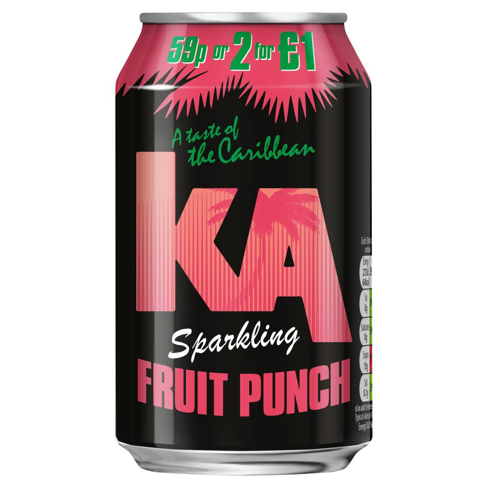 KA Sparkling Fruit Punch 330ml Can, [PM 59p 2 For £1.00 ], Case of 24 KA
