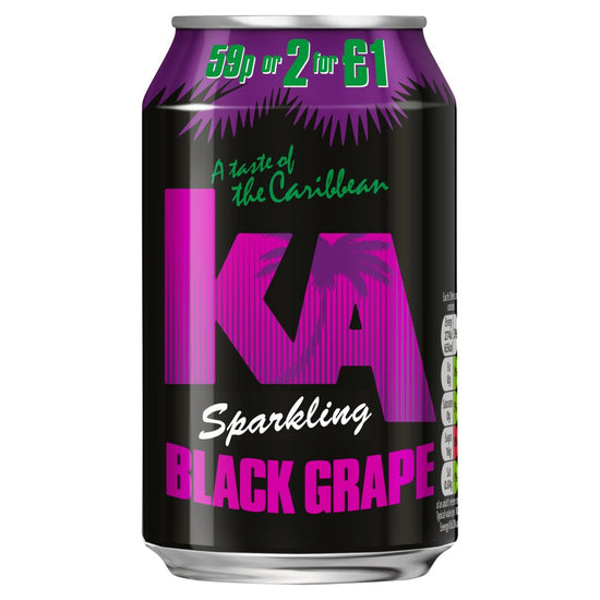 KA Sparkling Black Grape 330ml Can, [PM 59p 2 For £1.00 ], Case of 24 KA