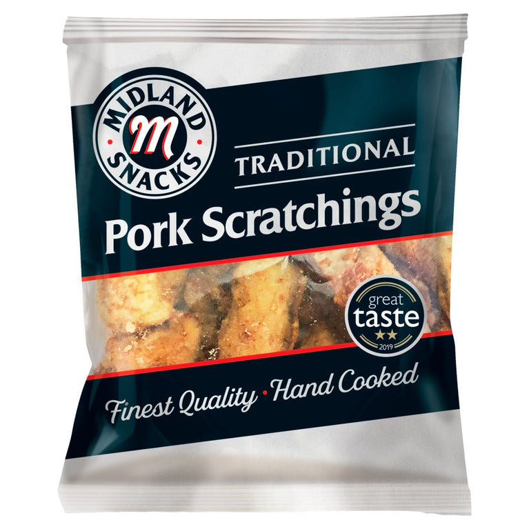 Midland Snacks Traditional Pork Scratchings 40g, Case of 12 Midland Snacks