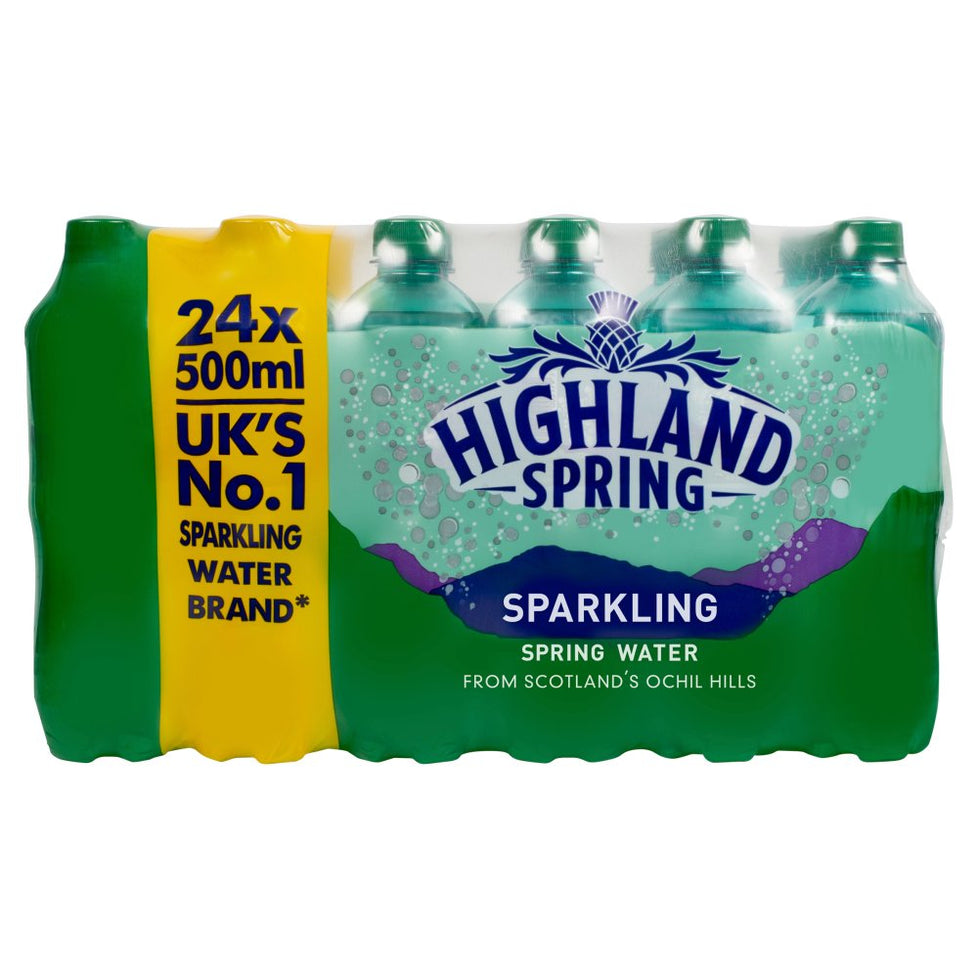 Highland Spring Sparkling Spring Water 24 x 500ml, Case of 24 Highland Spring