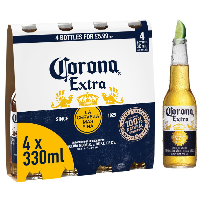 Corona Lager Beer Bottles 4 x 330ml, Case of 6 Corona