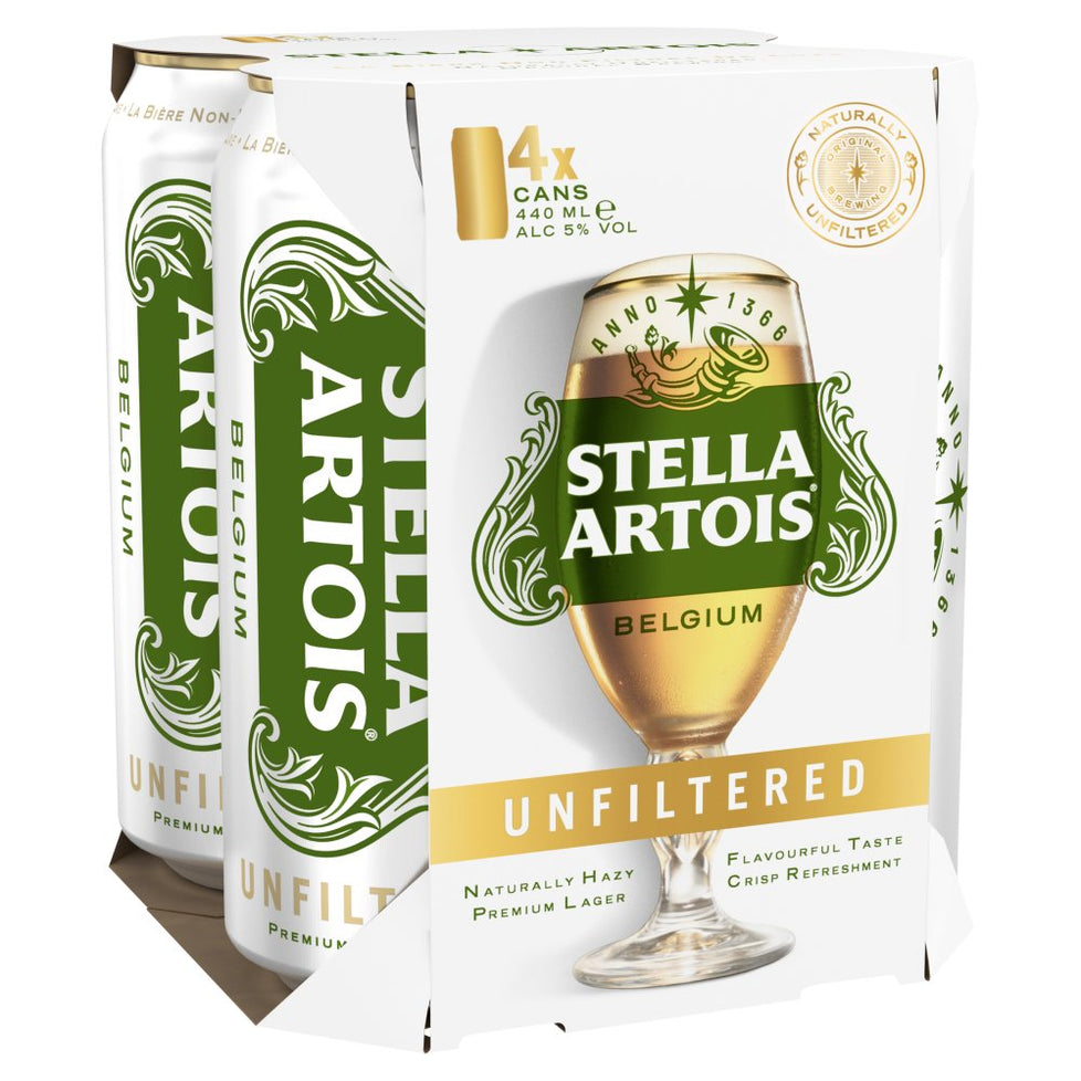 Stella Artois Unfiltered 4 x 440ml, Case of 6 Stella Artois