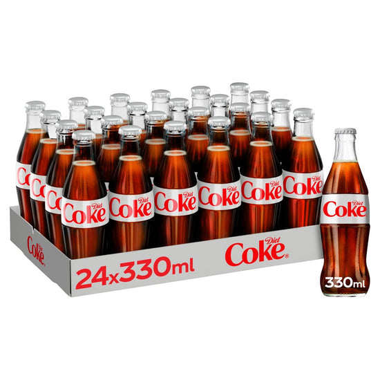 Diet Coke Glass Bottles 330ml. Case of 24 Diet Coke