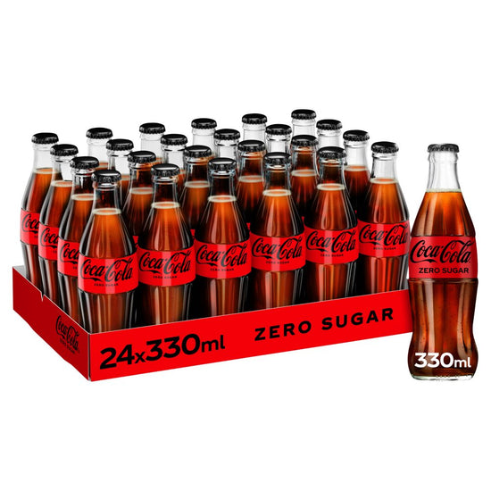 Coca-Cola Zero Sugar Glass Bottles  330ml, Case of 24 Coca-Cola
