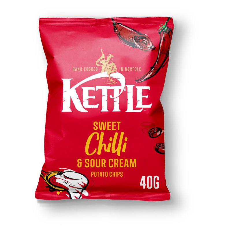 Kettle Sweet Chilli & Sour Cream Potato Chips 40g, Case of 18 Kettle