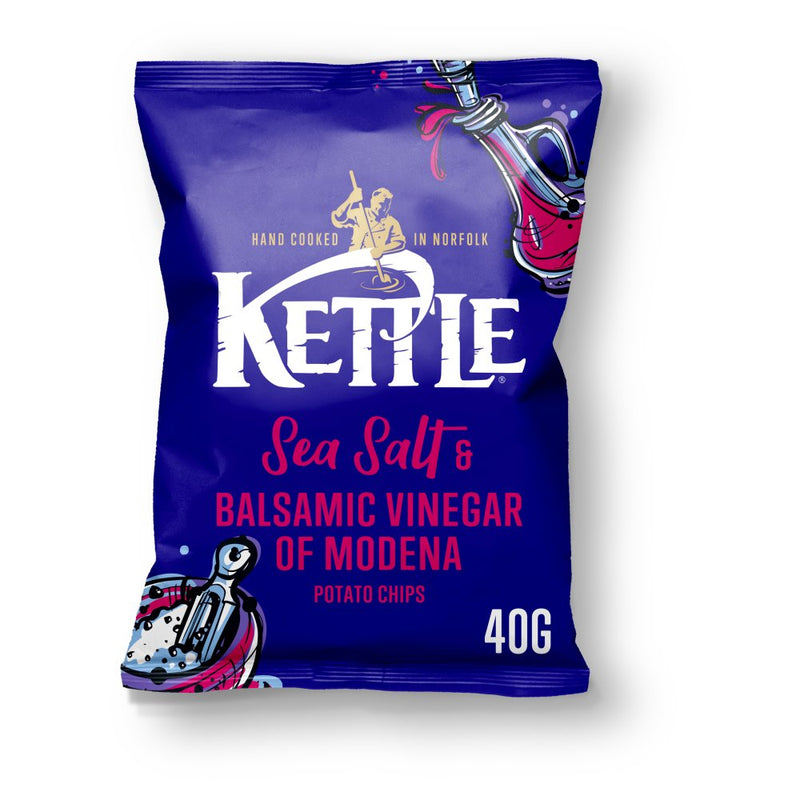 Kettle Chips Sea Salt & Balsamic Vinegar of Modena 40g, Case of 18 Kettle