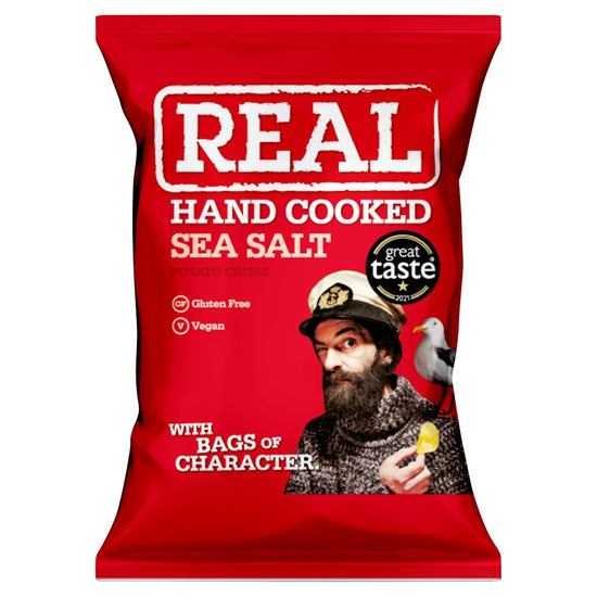 REAL Hand Cooked Sea Salt Potato Crisps 45g, Case of 18 Real