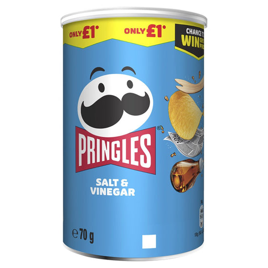 Pringles Salt & Vinegar Crisps Can 70g [PM £1.00 ], Case of 12 Pringles