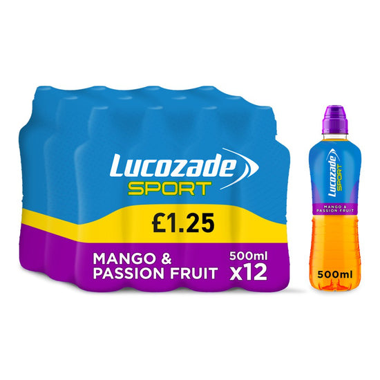 Lucozade Sport Drink Mango & Passion Fruit 500ml [PM £1.39 ], Case of 12 Lucozade