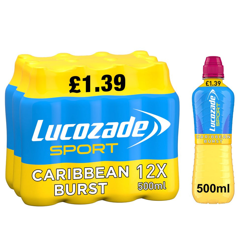 Lucozade Sport Drink Caribbean Burst 500ml [PM £1.25 ], Case of 12 Lucozade