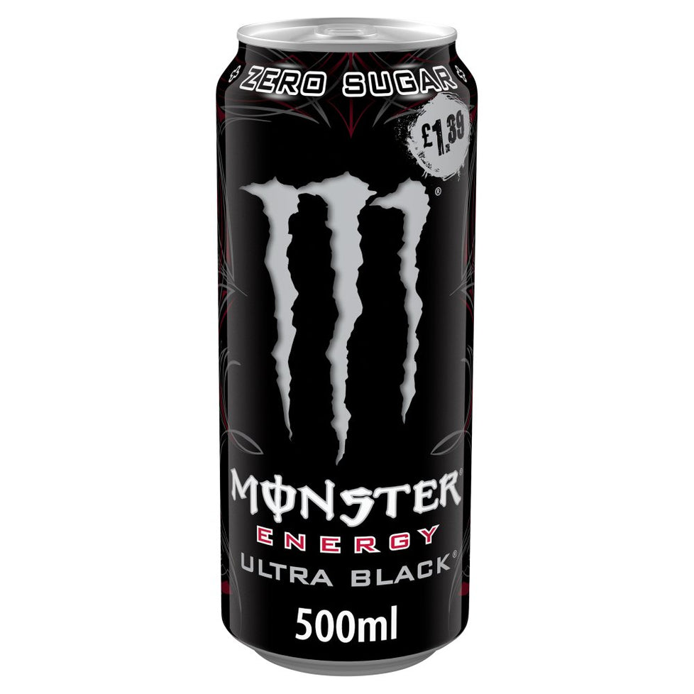 Monster Ultra Black Energy Drink 500ml [PM £1.39 ], Case of 12 Monster