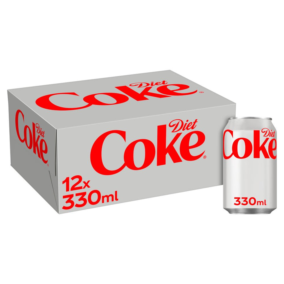 Diet Coke 12 x 330ml Cans, Case of 2 Diet Coke