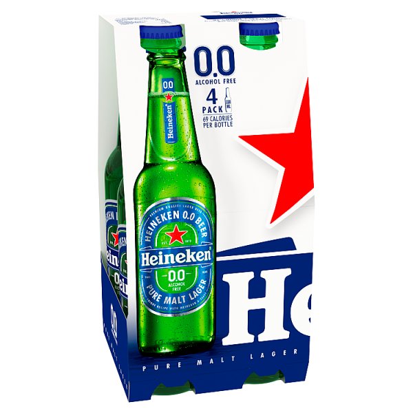 Heineken 0.0 Alcohol Free Premium Lager Beer 4 x 330ml, Case of 6 Heineken