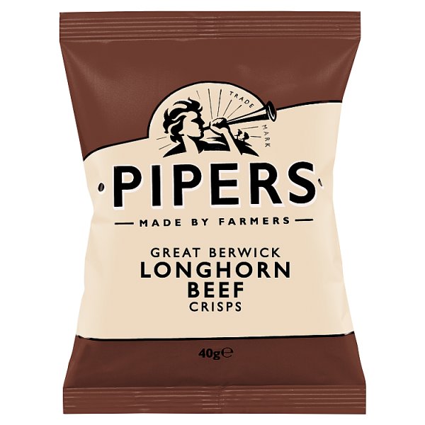 Pipers Great Berwick Longhorn Beef Crisps 40g, Case of 24 Pipers