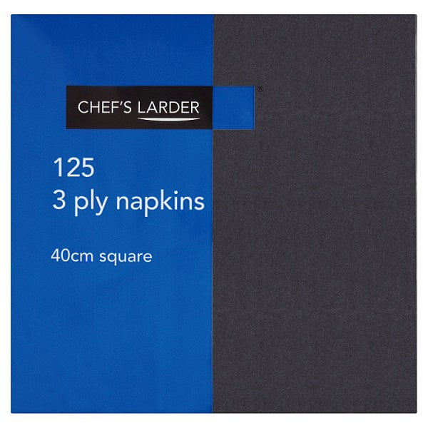 Chef's Larder 125 3 Ply Napkins Black 40cm Square Chef's Larder