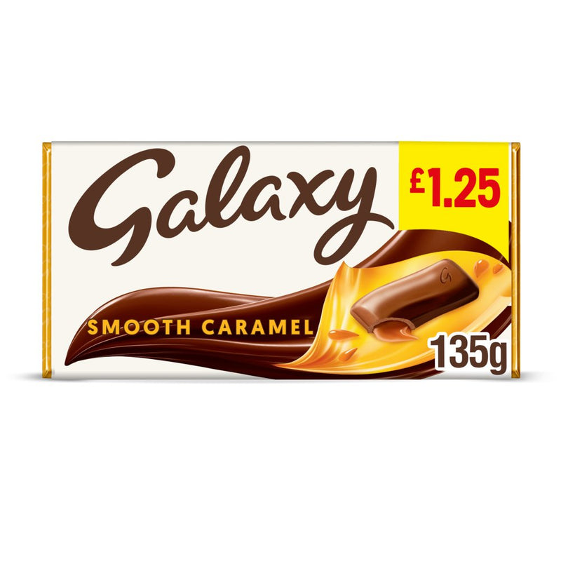 Galaxy Smooth Caramel & Milk Chocolate Block Bar 135g [PM £1.25 ], Case of 24 Galaxy