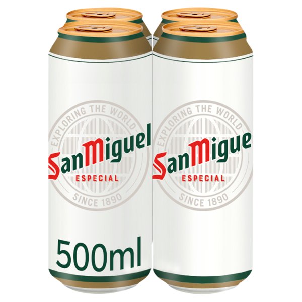 San Miguel Premium Lager Beer 4 x 500ml, Case of 6 British Hypermarket-uk San Miguel