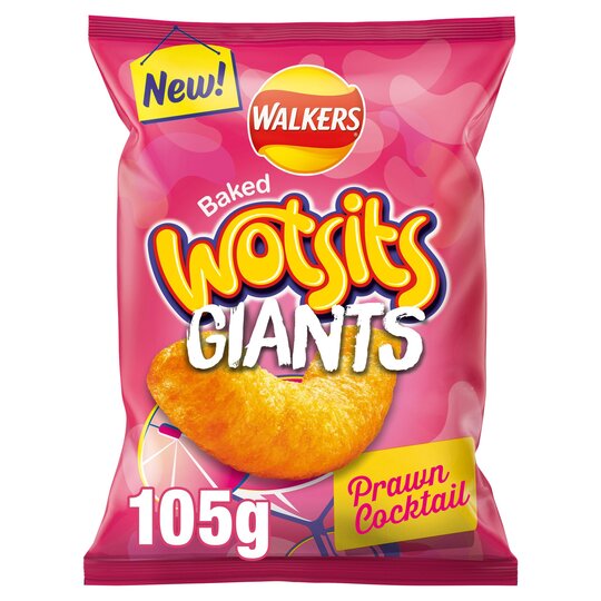Walkers Wotsits Giants Prawn Cocktail Snacks 105g, Case of 9 Wotsits