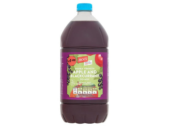 Jack's Double Strength Apple & Blackcurrant Squash 1.5 Litre [PM £1.69 Double Strength ], Case of 8 Jack's