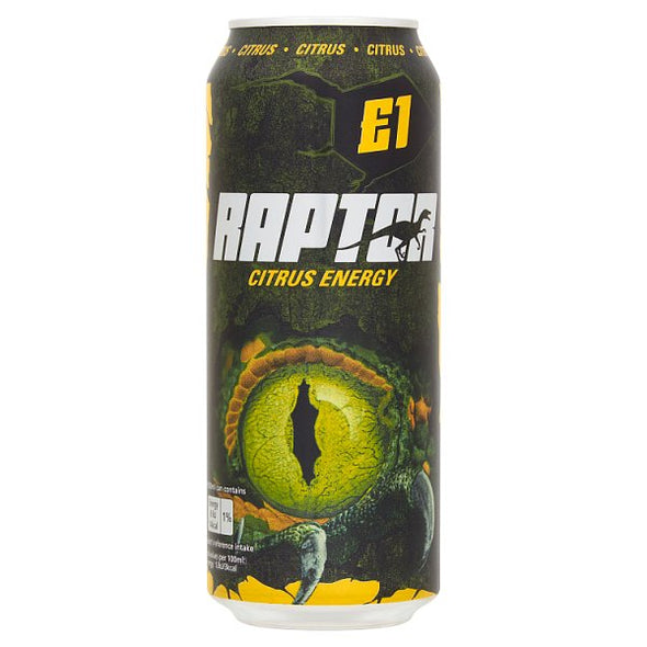 Raptor Citrus Energy 500ml [PM £1.00 ], Case of 12 Raptor