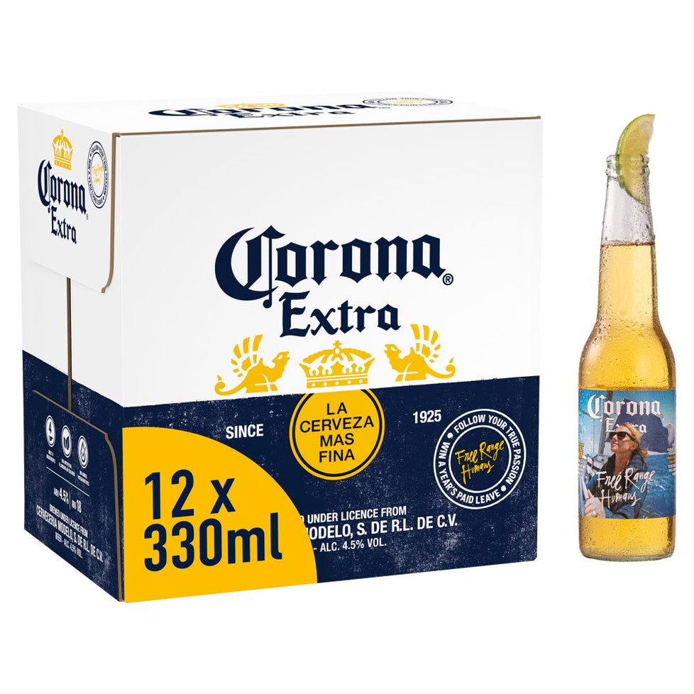 Corona Lager Beer Bottles 330ml, Case of 12 Corona