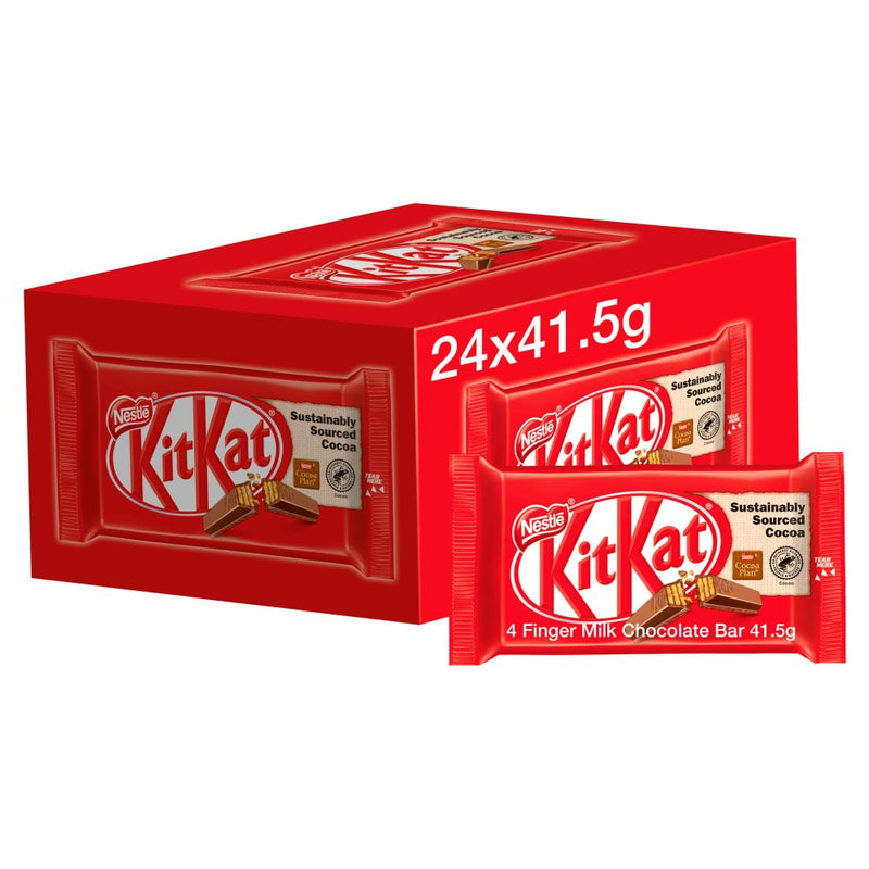 Kit Kat 4 Finger Milk Chocolate Bar 41.5g, Case of 24 KitKat
