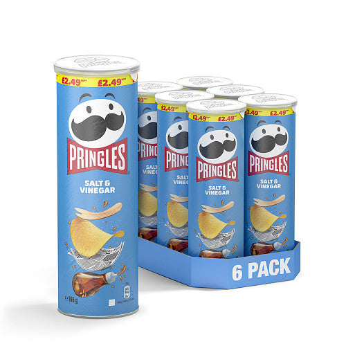 Pringles Salt & Vinegar Crisps 165g [PM £2.49 ], Case of 6 Pringles