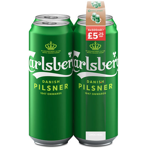 Carlsberg Pilsner Lager Beer 4 x 500ml PM £5.25 Cans [PM £5.25 ], case of 6 Carlsberg