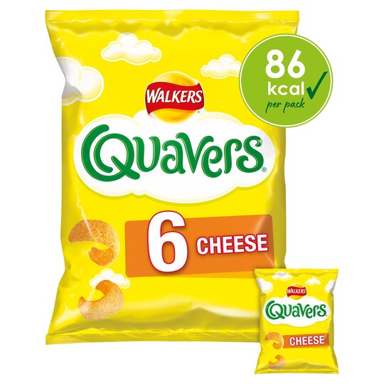 Walkers Quavers Cheese Multipack Snacks 6x16g, Case of 12 Quavers
