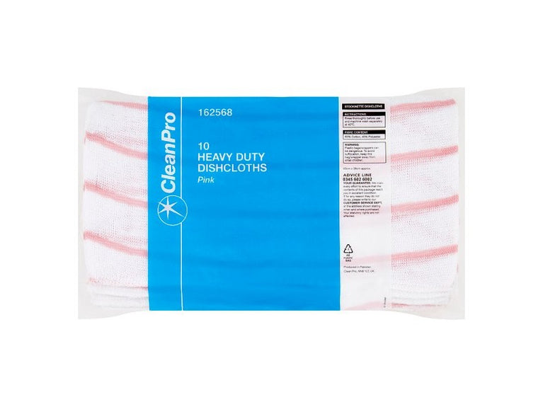 Clean Pro 10 Heavy Duty Dishcloths Pink Clean Pro