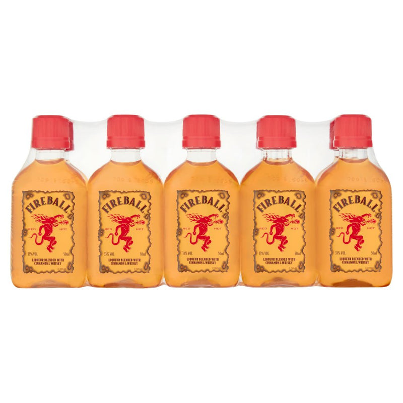 Fireball Liqueur Blended with Cinnamon & Whisky 50ml, Case of 10 Fireball