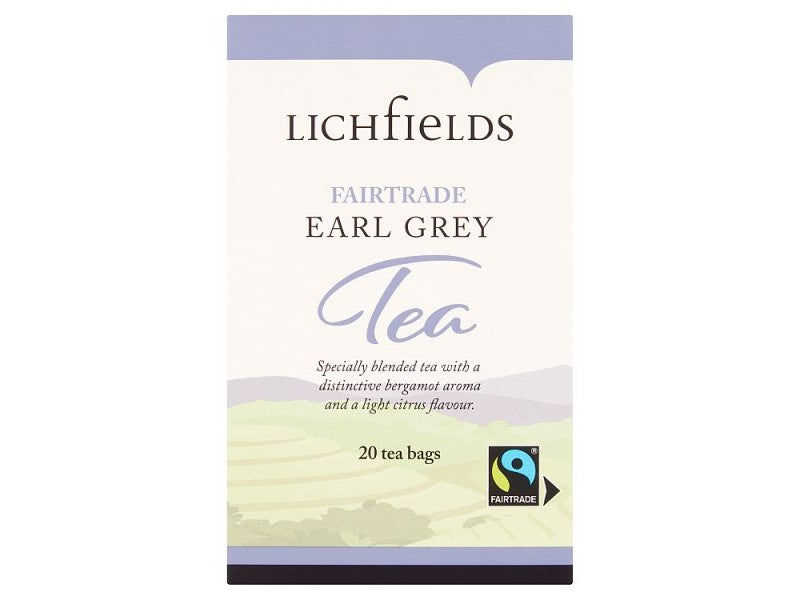 Lichfields Fairtrade Earl Grey 20 Tea Bags 40g [Envelope ] Lichfields