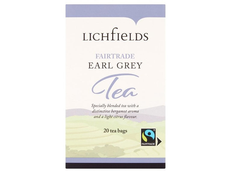Lichfields Fairtrade Earl Grey 20 Tea Bags 40g, Case of 6 Lichfields