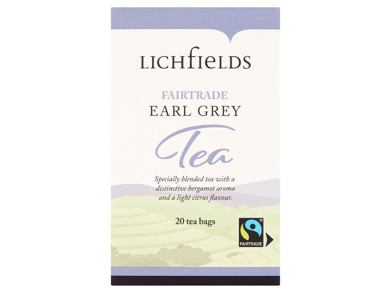 Lichfields Fairtrade Earl Grey 20 Tea Bags 40g, Case of 6 Lichfields