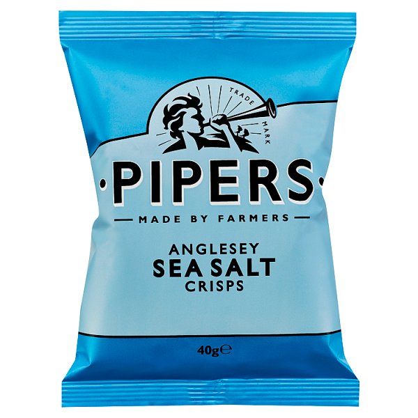 Pipers Anglesey Sea Salt Crisps 40g, Case of 24 Pipers
